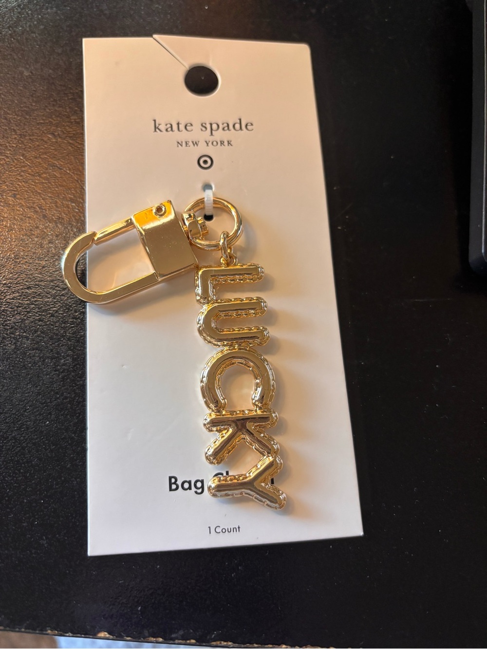 kate spade Gold 'lucky' Lettering Bag Charm Keychain